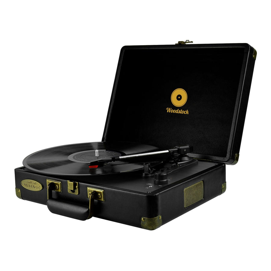 Woodstock Black Retro Turntable