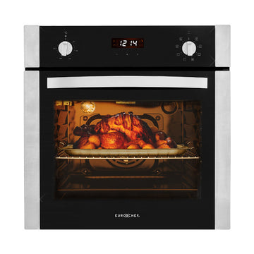 60cm Stainless Built-in 70L Grill 8 Function Fan Forced Electric Wall Oven