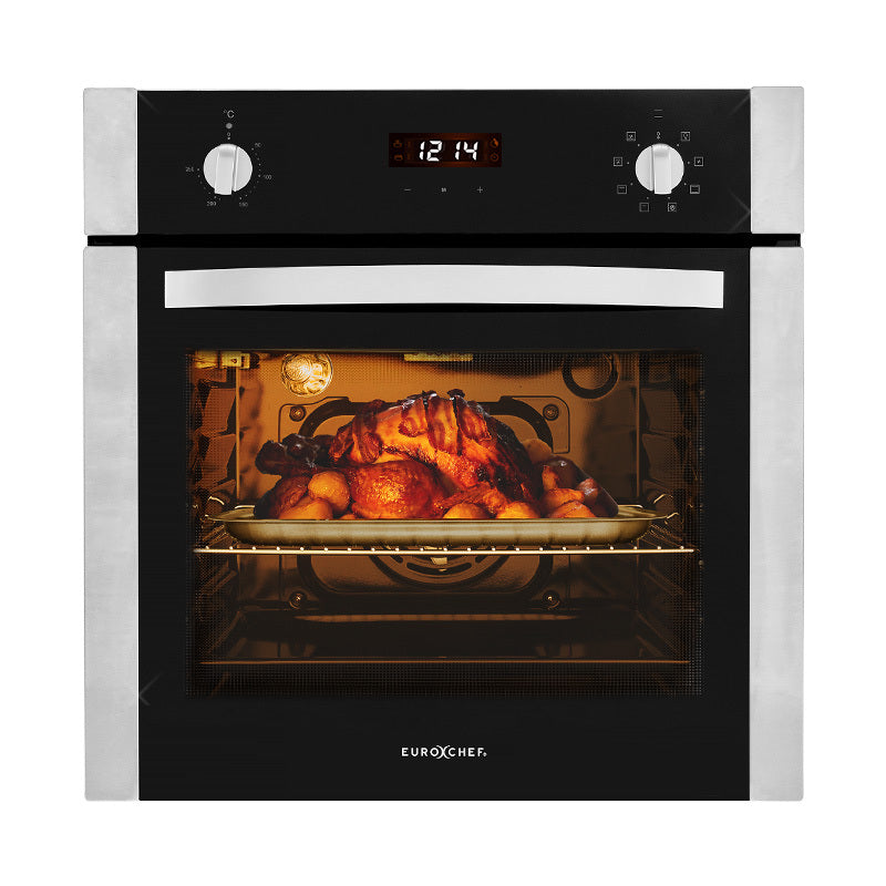 60cm Stainless Built-in 70L Grill 8 Function Fan Forced Electric Wall Oven