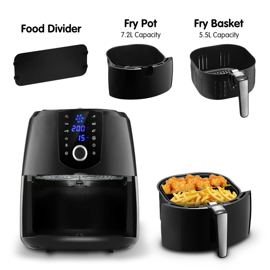 7.2l Electric Air Fryer - 1800w - Black