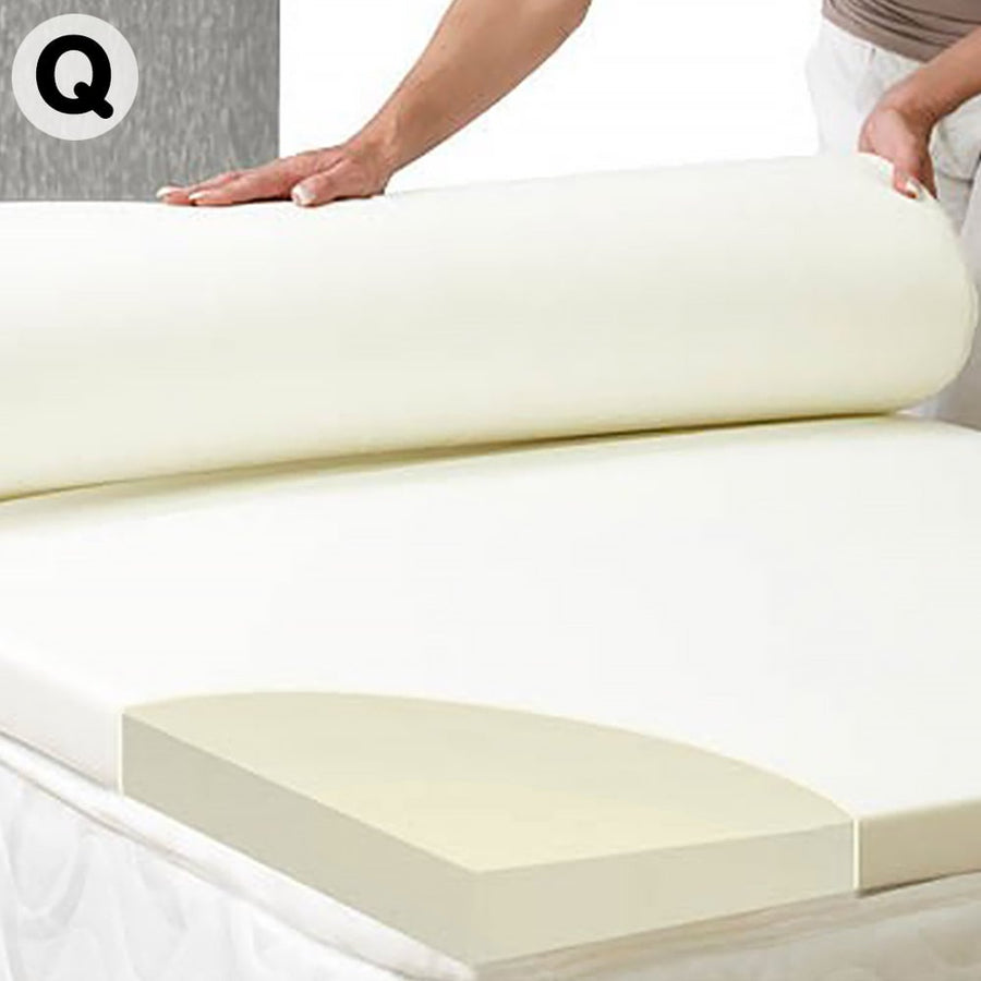 Queen Foam Mattress Topper Underlay Fabric Jacquard Cover 5cm Protector