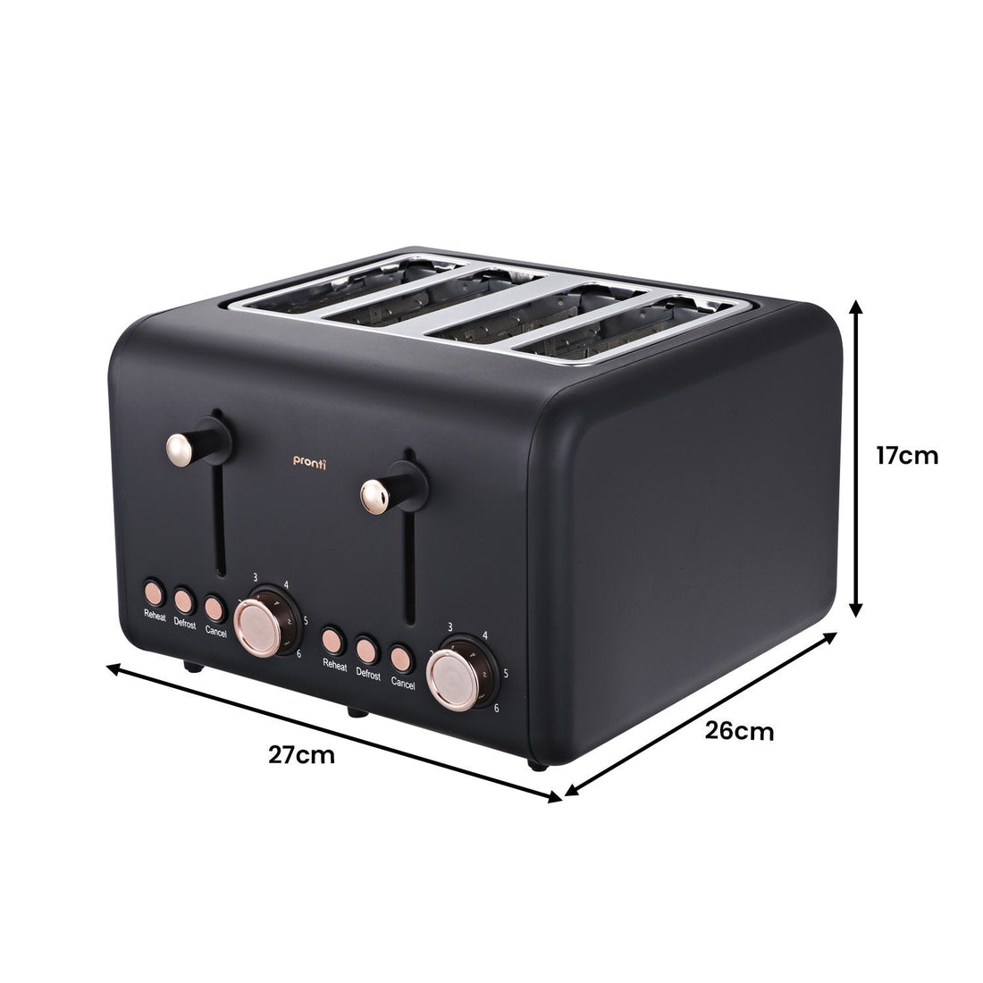 4 Slice Toaster Rose Trim Collection - Black