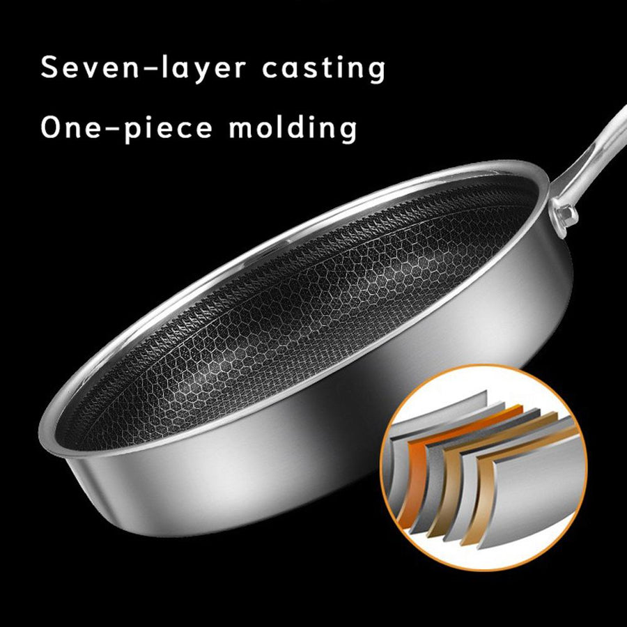 304 Stainless Steel Frying Pan Non-Stick Cooking Frypan Cookware 28cm Honeycomb Single Sided without lid