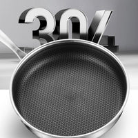 304 Stainless Steel Frying Pan Non-Stick Cooking Frypan Cookware 28cm Honeycomb Single Sided without lid