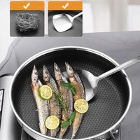 304 Stainless Steel Frying Pan Non-Stick Cooking Frypan Cookware 28cm Honeycomb Single Sided without lid