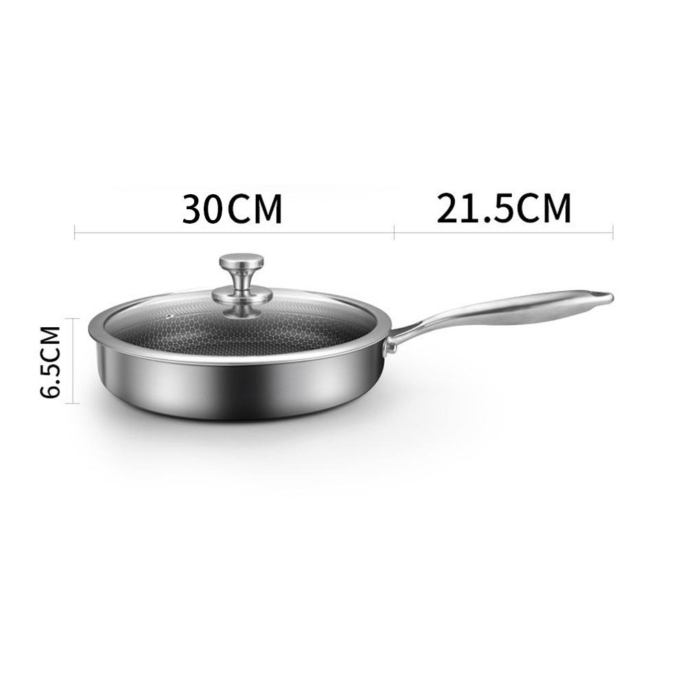 Stainless Steel Frying Pan Non-Stick Cooking Frypan Cookware 30cm Honeycomb Single Sided