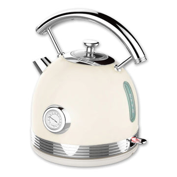 1.7 White Electric Kettle Boiler Stainless Steel Retro