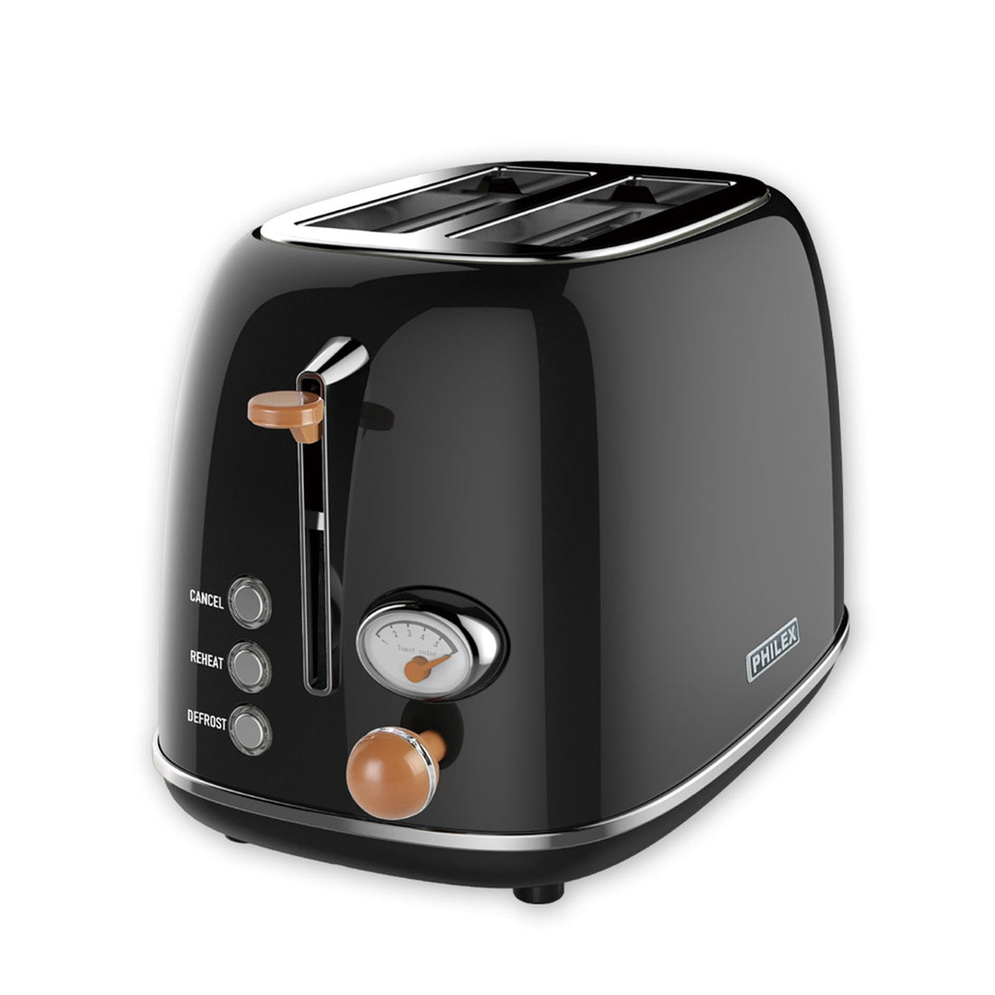 2-Slice Black Toaster Bread Reheat Retro