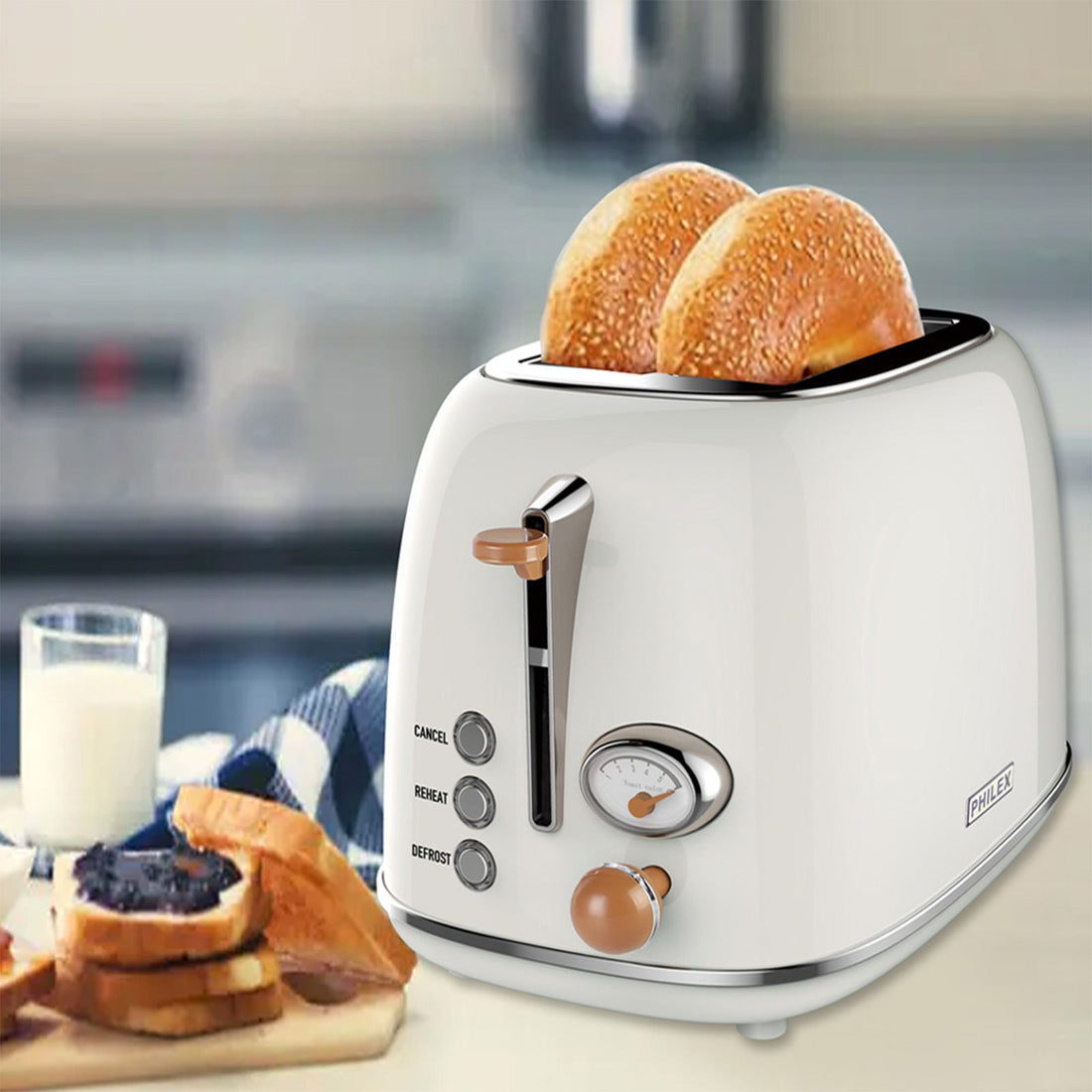 2-Slice White Toaster Bread Reheat Retro