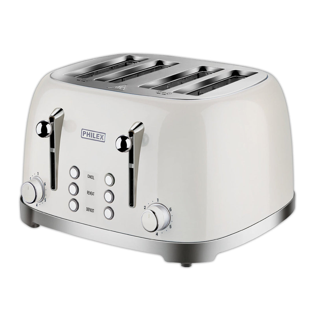 4-Slice White Toaster Bread Reheat Retro