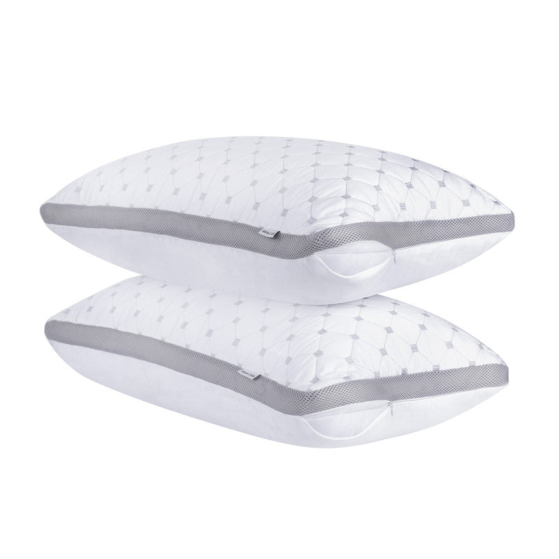 Luxury Bamboo Cooling Twin pack plush down like pillows with 2 bonus quilted waterproof pillow protectors