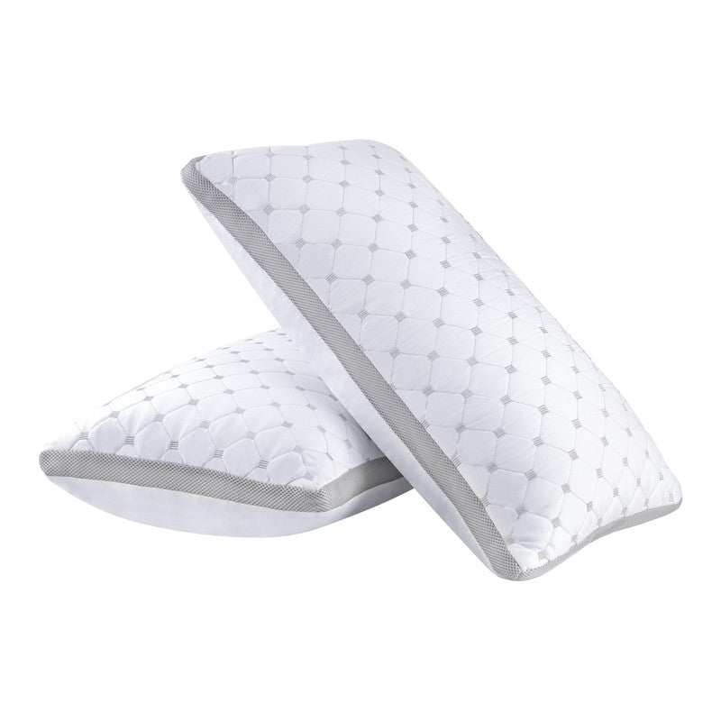 Luxury Bamboo Cooling Twin pack plush down like pillows with 2 bonus quilted waterproof pillow protectors