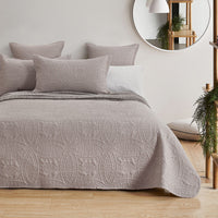 Lisbon Quilted 3 Pieces Embossed Coverlet Set-queen/king beige