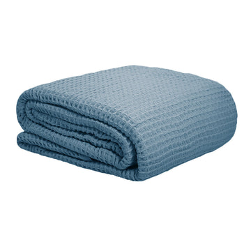 Cotton Waffle Blanket Dusk Blue King