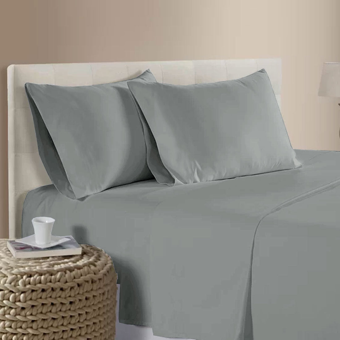 400TC Bamboo Cotton Sheet Set Grey Queen