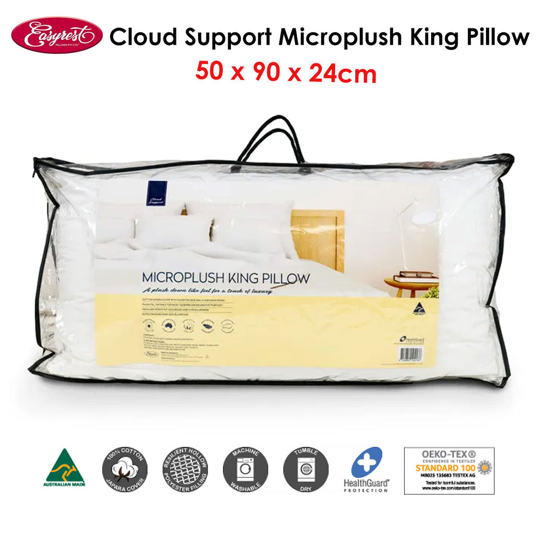 Cloud Support Microplush King Pillow 50 x 90 x 24 cm