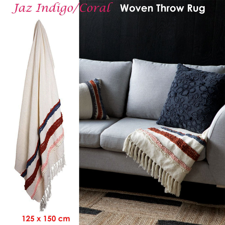 Home Jaz Indigo Coral Woven Throw Rug