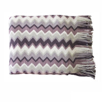 Chevron Knitted Throw Lilac Mix