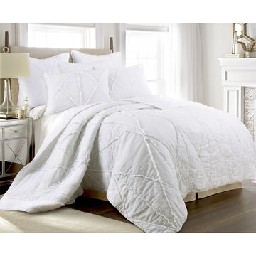 Bobby Ruffle White 3 Piece Coverlet Set King