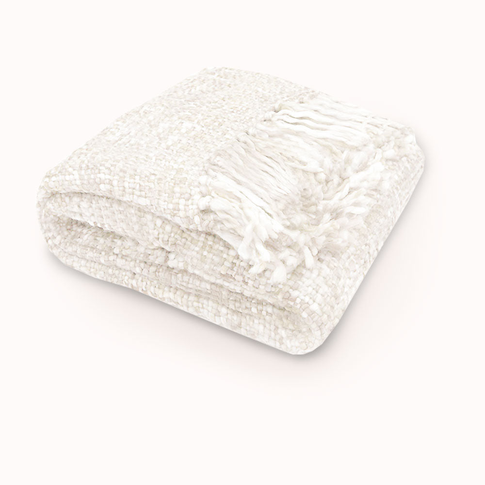 Knitted Weave Throw 127x152cm - Snow White