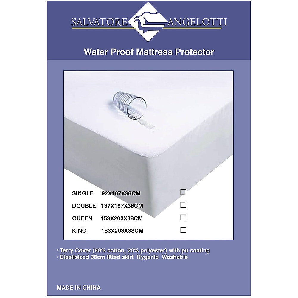 Waterproof Terry Mattress Protector w Skirt -SINGLE