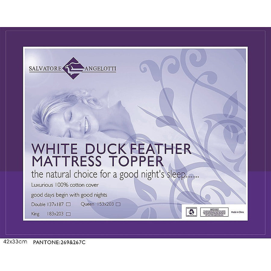 100% White Duck Feather Mattress Topper - King