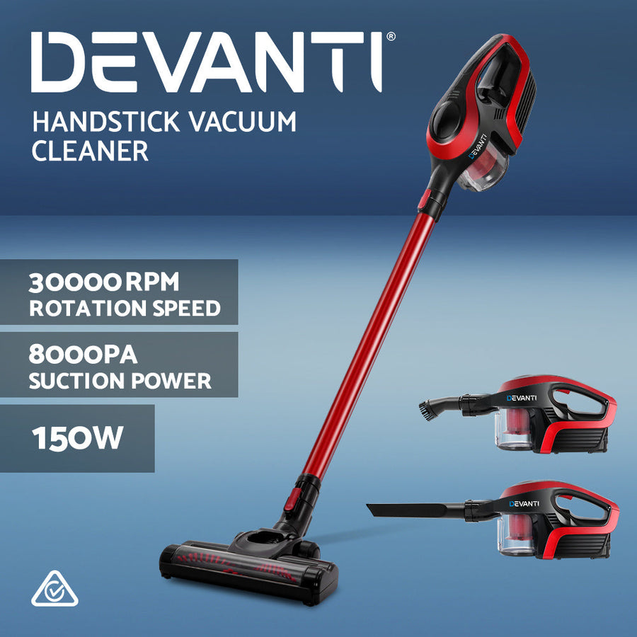 Cordless Stick Vacuum Cleaner - Black and Red