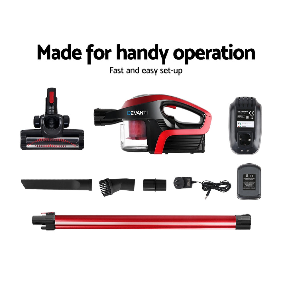 Cordless Stick Vacuum Cleaner - Black and Red